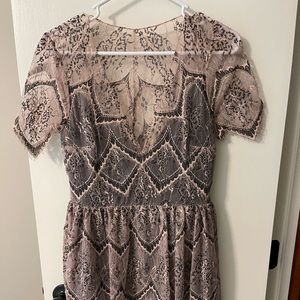 Free People Lace Dress in Pink and black